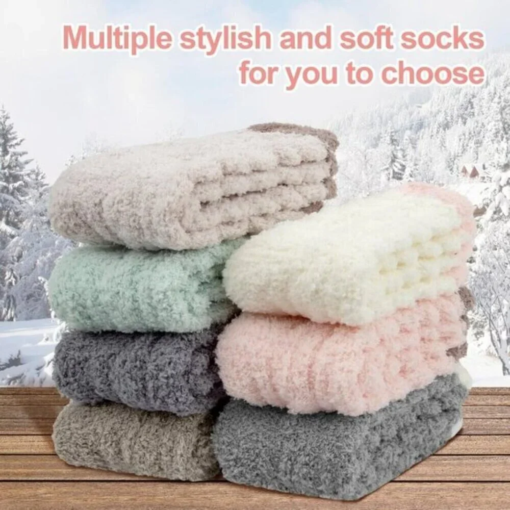 7-Pair Women’s Fuzzy Socks Cozy Fluffy Warm Christmas Gift Set